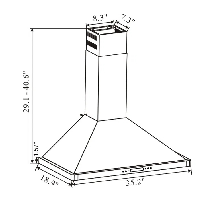 W103B Series 36" 500 CFM Convertible Wall Mount Range Hood in Stainless Steel With Filter Included
