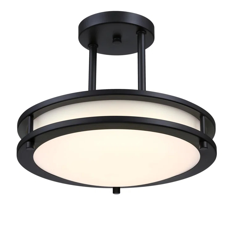 12 Inch, 15 Watt LED Indoor Semi Flush Mount Ceiling Fixture with Color Temperature Selection, Frosted Acrylic Shade