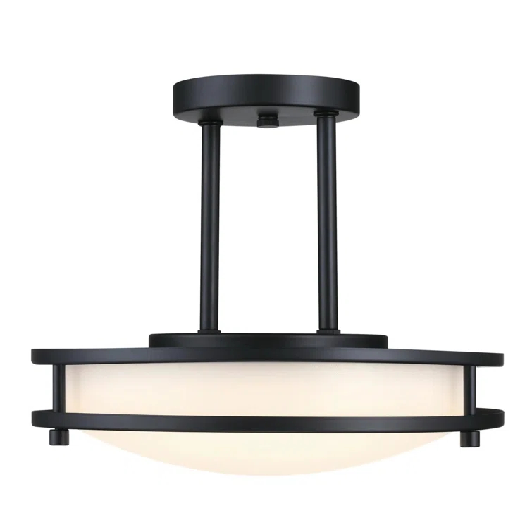 12 Inch, 15 Watt LED Indoor Semi Flush Mount Ceiling Fixture with Color Temperature Selection, Frosted Acrylic Shade