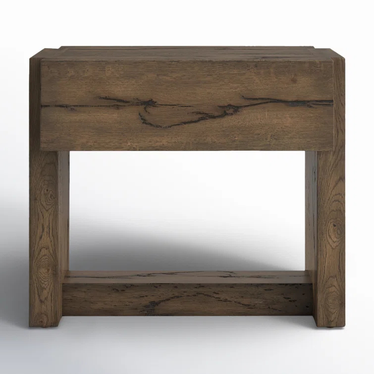 Rustic Fawn Solid Oak 1-Drawer Nightstand
