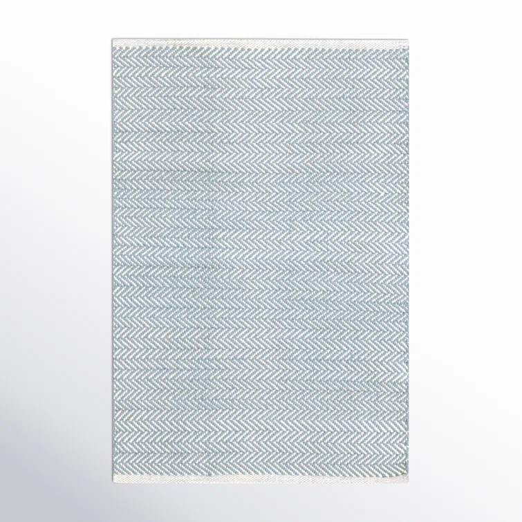 Herringbone Swedish Blue Handwoven Cotton Rug