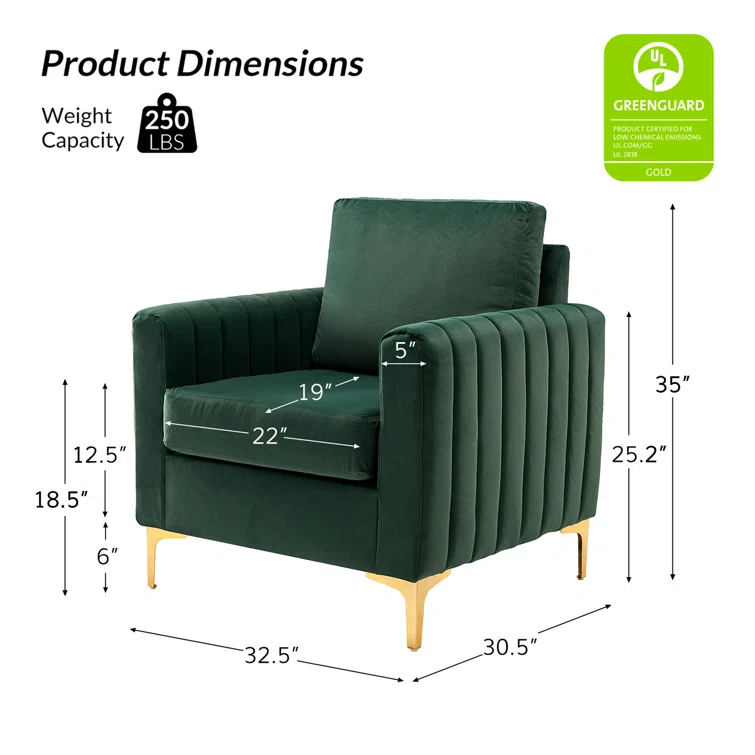 Cedarpoint Upholstered Velvet Club Chair
