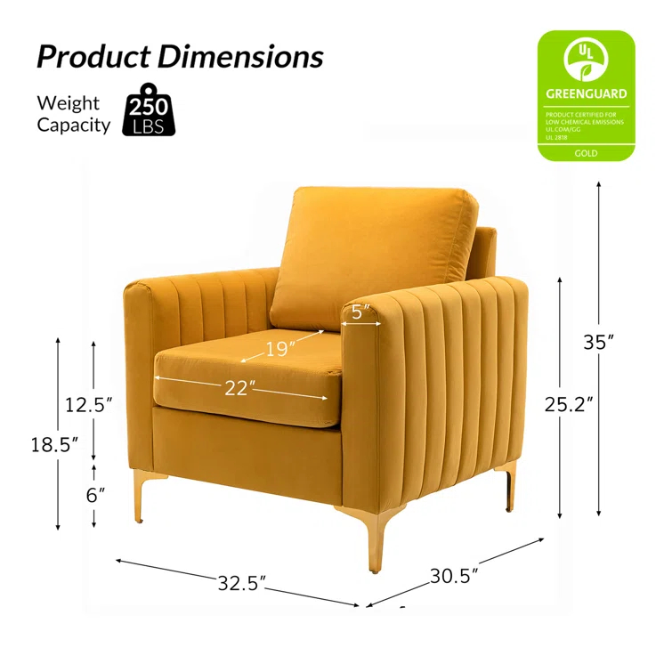Cedarpoint Upholstered Velvet Club Chair