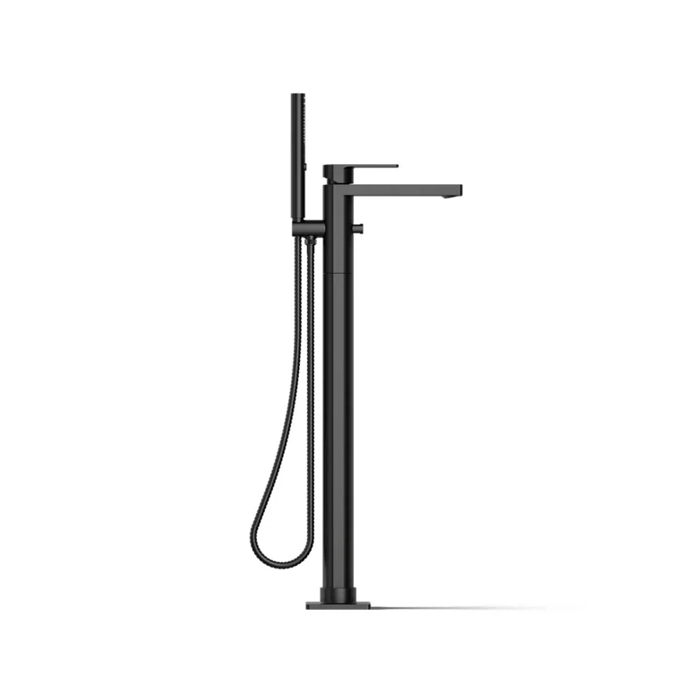 Parallel Floor-Mount Bath Filler Trim With Handshower
