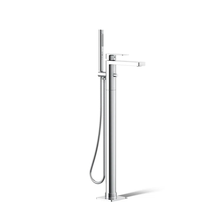 Parallel Floor-Mount Bath Filler Trim With Handshower