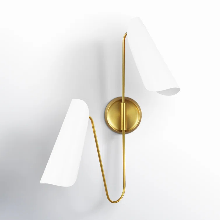 Tresa Matte White and Burnished Brass Cone Wall Sconce