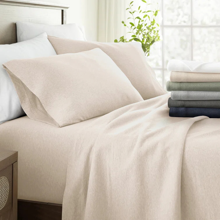 4 Piece 100% Cotton Jersey Knit Sheet Sets