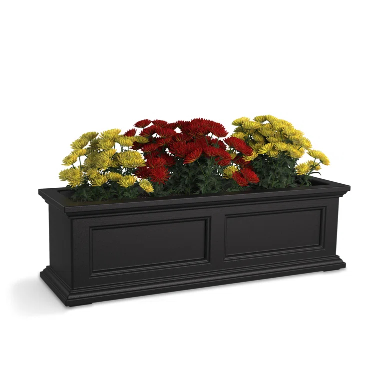 The Anastasiya Resin Window Box Planter with Water Reservoir
