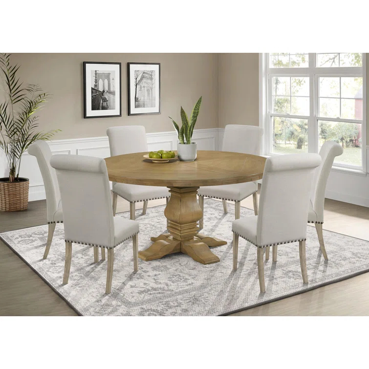 Florence Round Dining Set Rustic Smoke And Beige