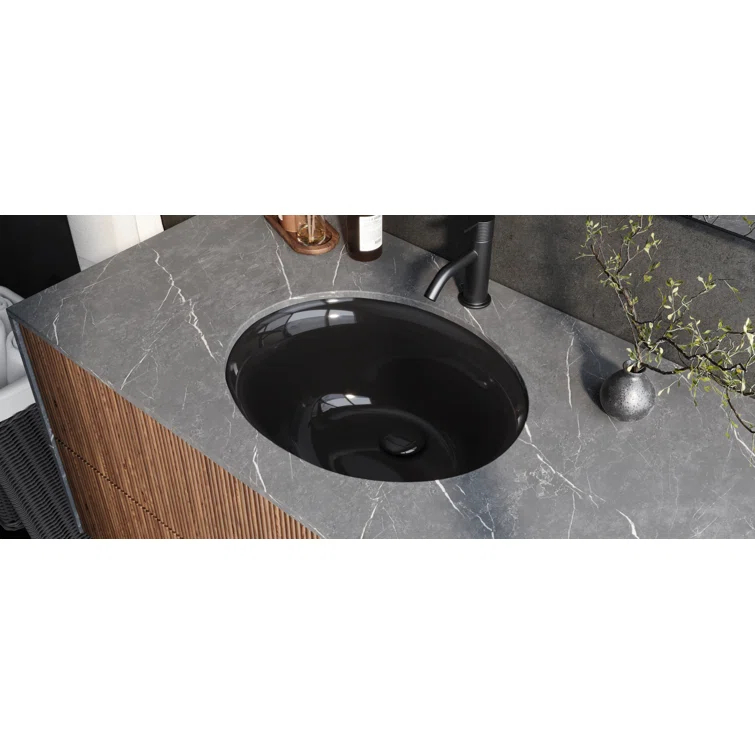 Ruvati 16 x 13 inch Undermount Bathroom Sink Oval Porcelain Ceramic with Overflow
