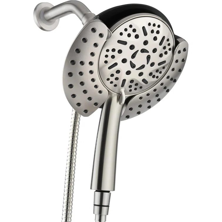 2.5GPM Shower Head With Hand: 2 In 1 High Pressure Shower Heads With Handheld Spray Combo & Rain Shower Head, 9 Spray Modes Anti-Leak Waterfall Showerhead, Angle Adjustable