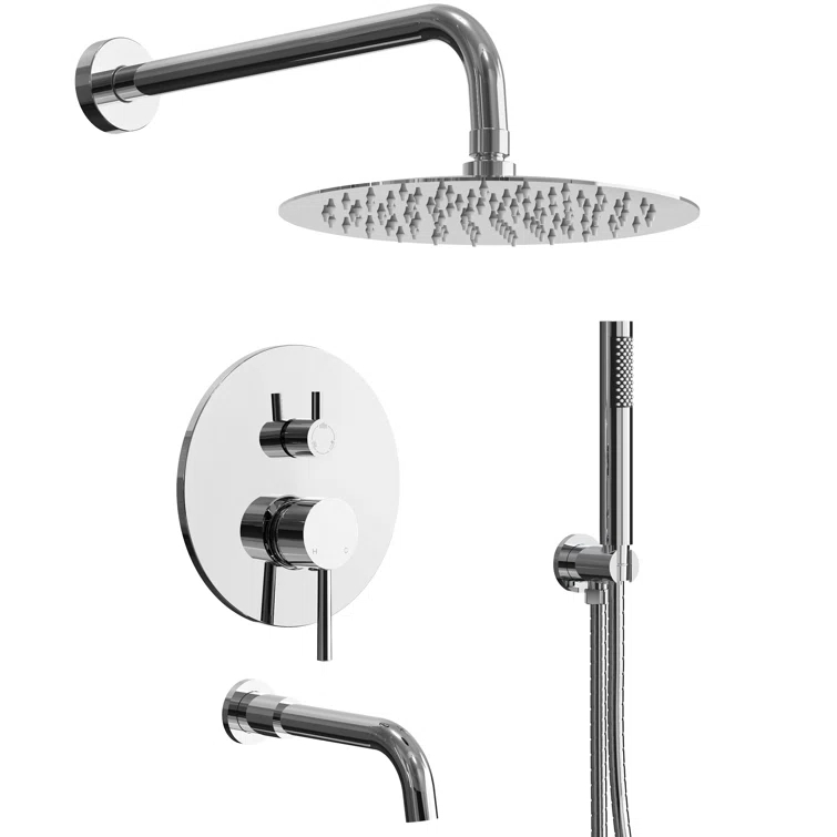 10-Inch High-Pressure Rainfall Shower System, Tub Faucet Set with Pressure Balanced Valve
