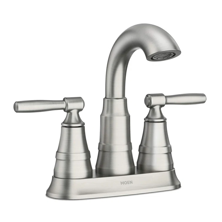 Moen Halle 4 in. Centerset 2-Handle Bathroom Faucet in Spot Resist Brushed Nickel with Spring-Loaded Drain Assembly