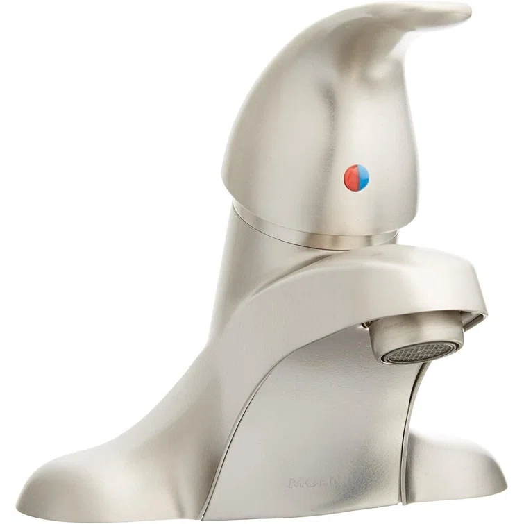 Moen Adler 4 in. Centerset Single-Handle Low-Arc Bathroom Faucet in Spot Resist Brushed Nickel