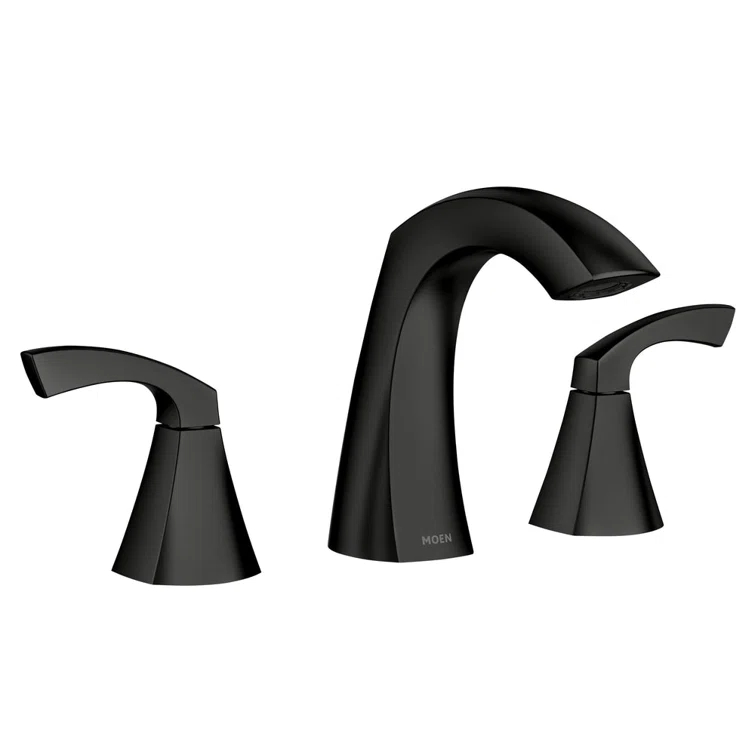 Moen Lindor Matte Black Widespread 2-Handle Bathroom Sink Faucet with Drain Assembly