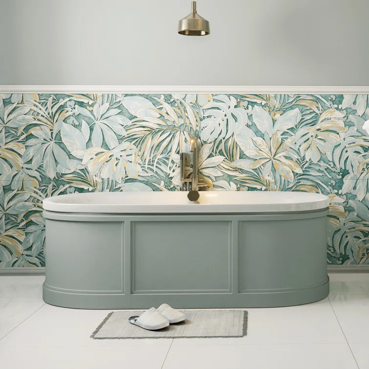 Parete Tropici 24" x 47" Porcelain Natural / Floral Wall & Floor Tile