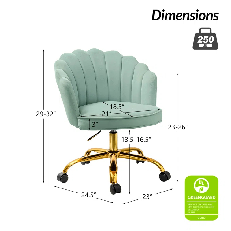 Belanda 23'' W Modern VelvetTask Chair with Tufted Back