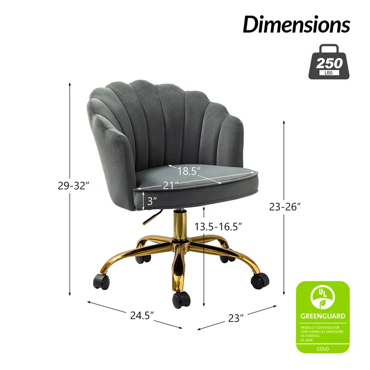 Belanda 23'' W Modern VelvetTask Chair with Tufted Back