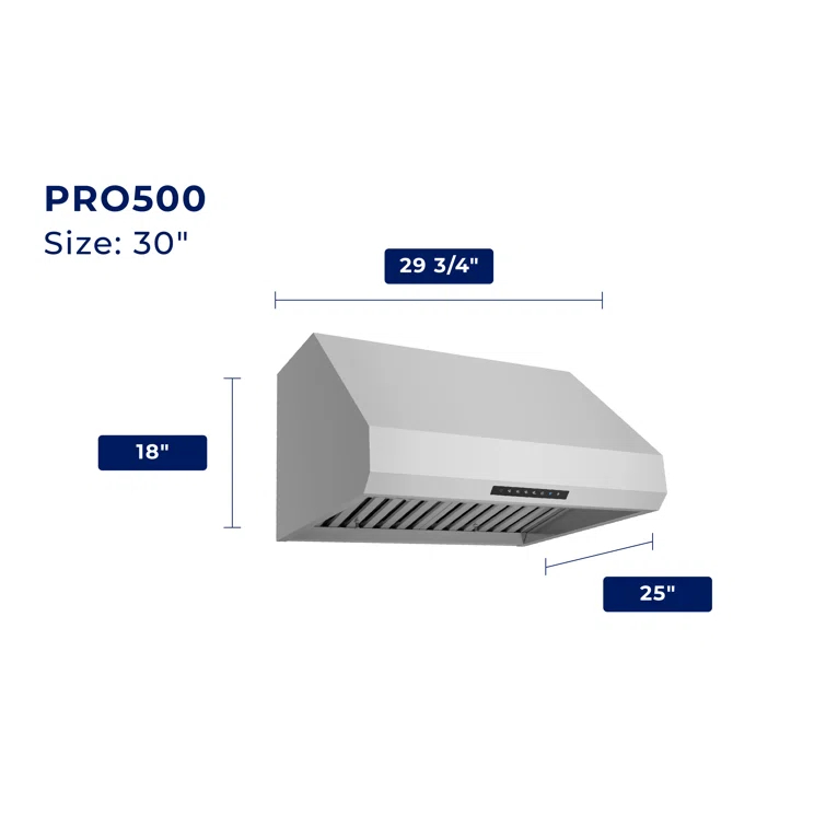 30" 540 CFM Versatile Under Cabinet or Wall Mounted Range Hood in Stainless Steel with Smart Feature