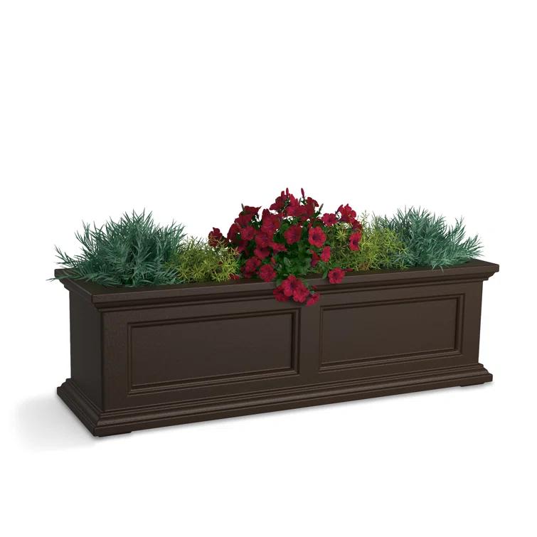 The Anastasiya Resin Window Box Planter with Water Reservoir