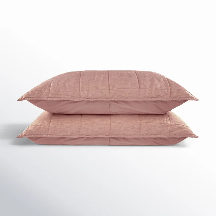 French Linen Box Stitch Quilted Sham Set