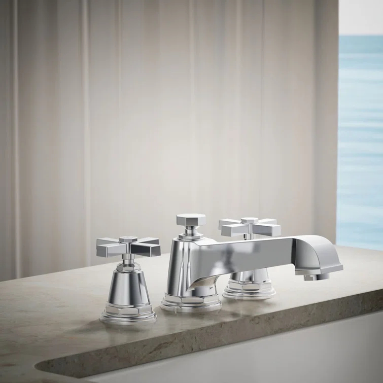 Pinstripe® Pure Deck-Mount Bath Faucet Trim for High-Flow Valve with Cross Handles, Valve Not Included