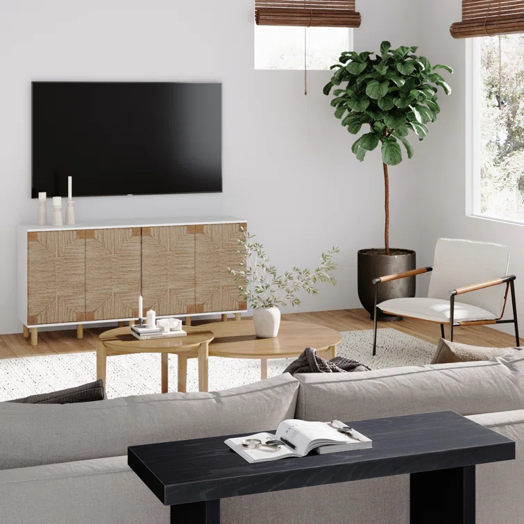 Shellie 31" Wide Rubberwood Wood Sideboard Set or TV Stand