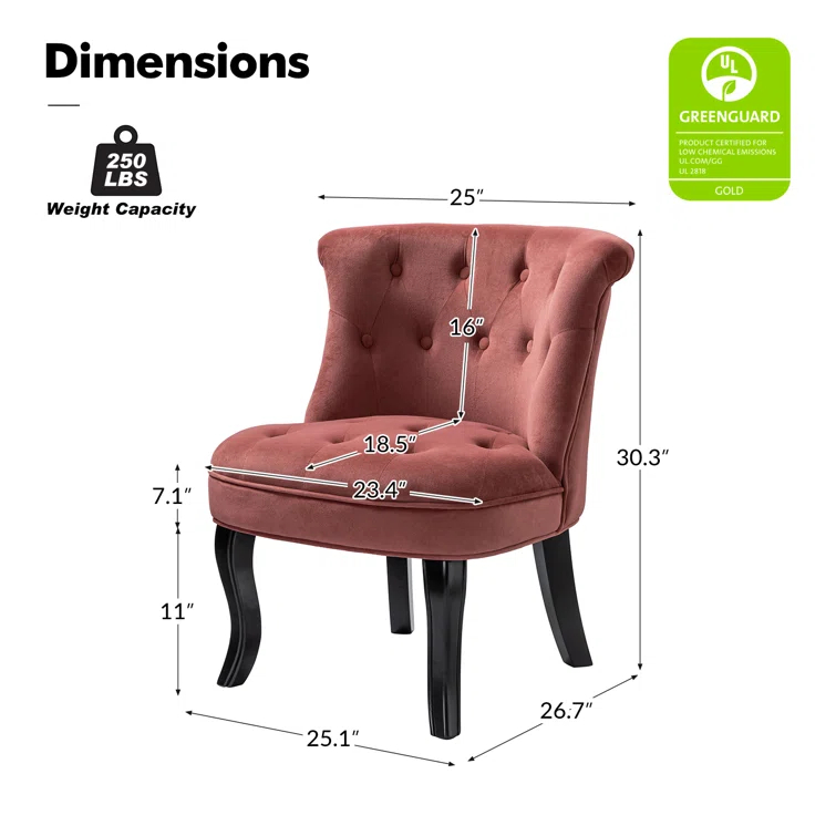 Grenier Traditional Velvet Upholstered Wingback Side Chair with Button-Tufted
