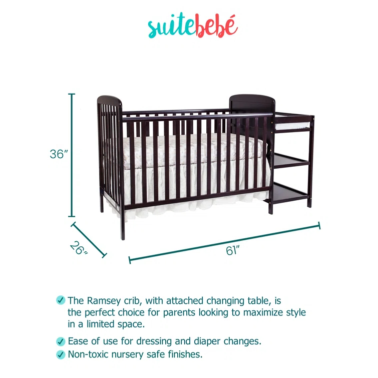 Ramsey 3-in-1 Convertible Crib and Changer Combo