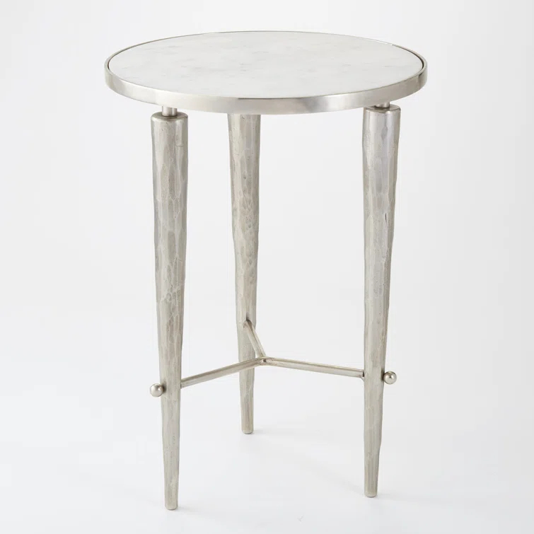 Round Stone and Metal 17" End Table