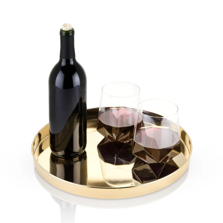 Round Serving Tray in Gold