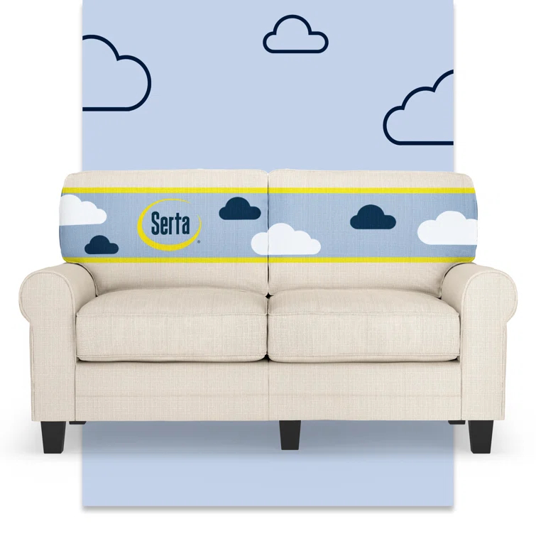 Serta Copenhagen 61" Rolled Arm Sofa, Easy Care Fabric, Soft Pillow Back, Pocket Coil Seat Cushions