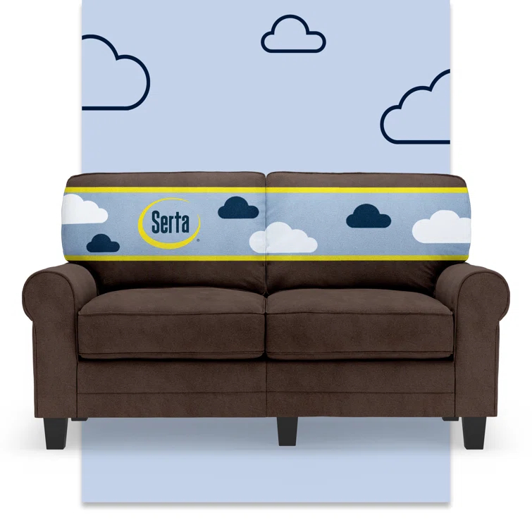 Serta Copenhagen 61" Rolled Arm Sofa, Easy Care Fabric, Soft Pillow Back, Pocket Coil Seat Cushions