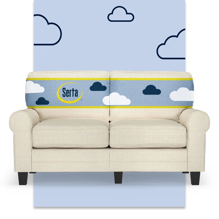 Serta Copenhagen 61" Rolled Arm Sofa, Easy Care Fabric, Soft Pillow Back, Pocket Coil Seat Cushions