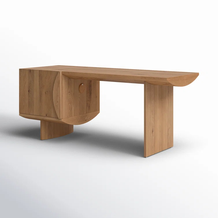 Contemporary Modern Home Office Desk in Warm Grey-Brown Oak Veneer