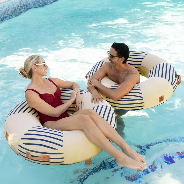 Big Joe Lux Ring Premium Pool Float, Cape Stripe, Durable UV Protected
