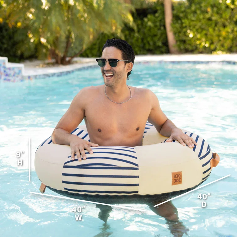 Big Joe Lux Ring Premium Pool Float, Cape Stripe, Durable UV Protected