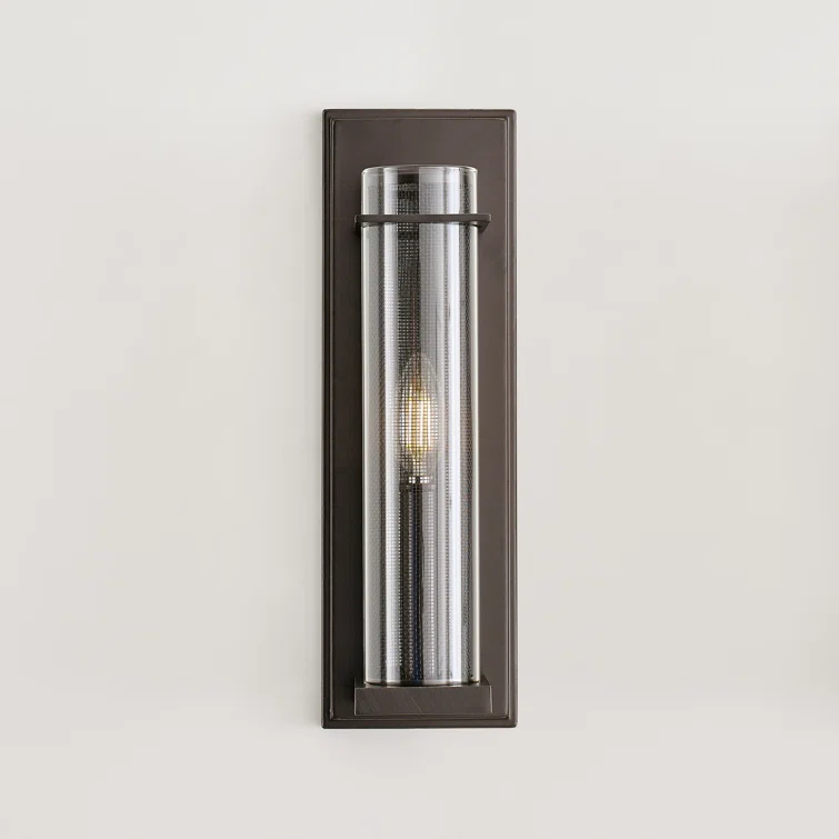 Antique Bronze Silo Dimmable Cylinder Sconce with Clear Glass