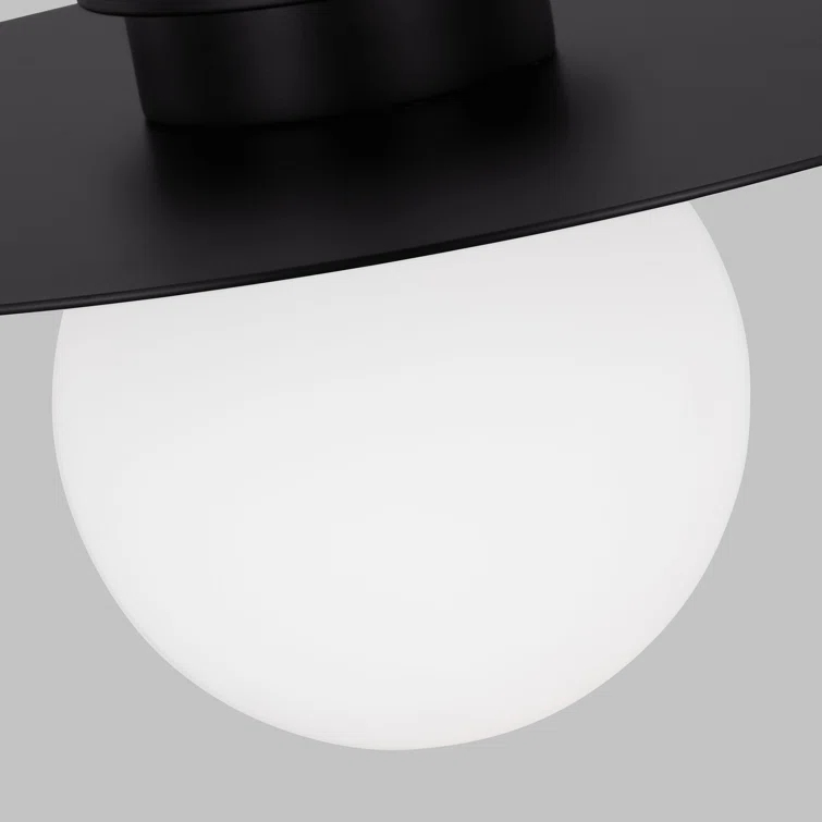 Midnight Black and Milk White Glass Globe Flush Mount Light
