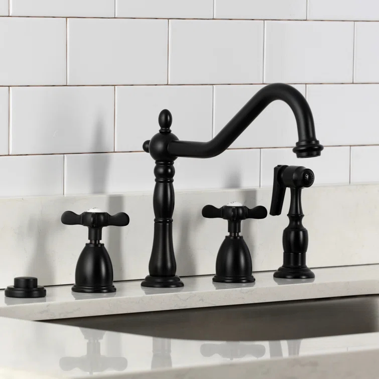 Kingston Brass Essex Double-Handle 3-Hole Widespread Kitchen Faucet