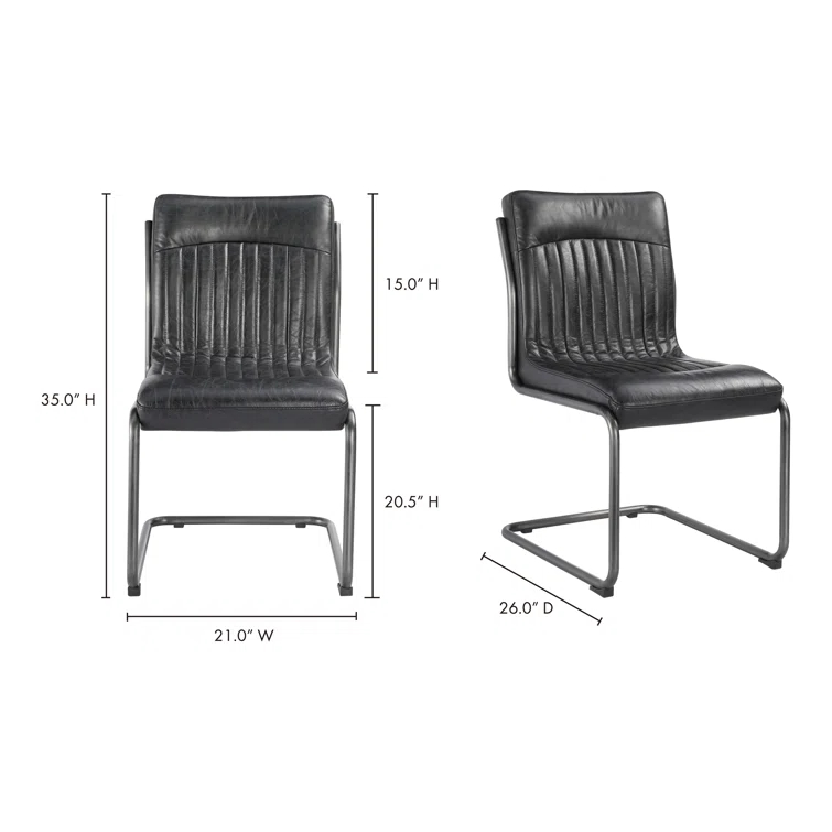 Transitional Black Genuine Leather Upholstered Side Chair