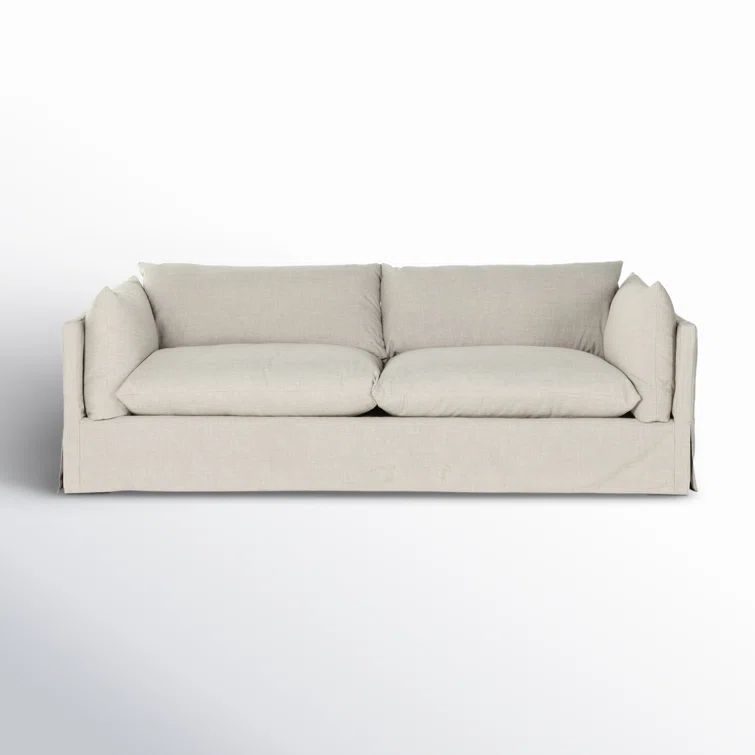Bennett Moon 90.5'' White Contemporary Slipcovered Sofa