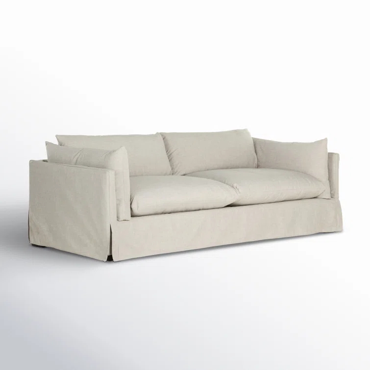 Bennett Moon 90.5'' White Contemporary Slipcovered Sofa