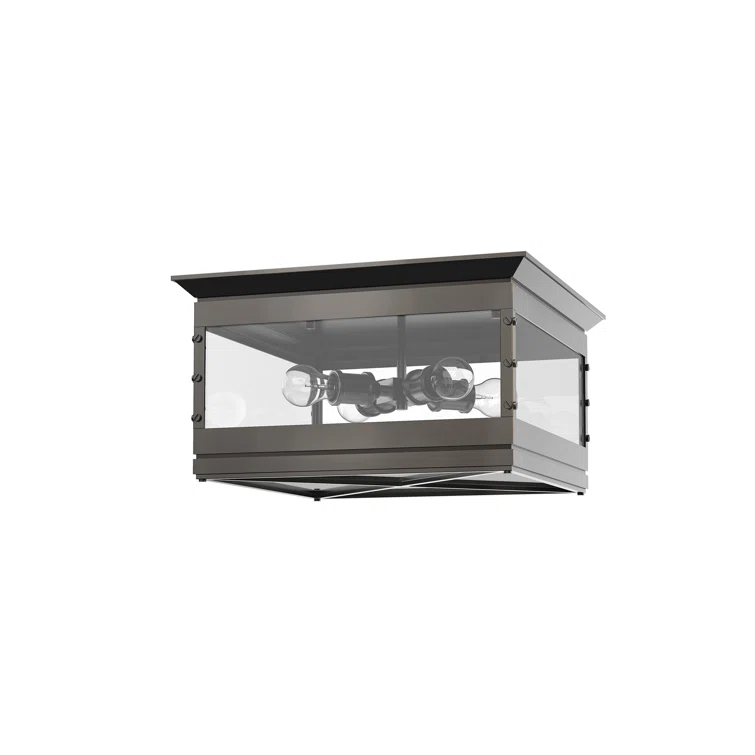 Douglas 18" Urban Bronze Glass Flush Mount Light
