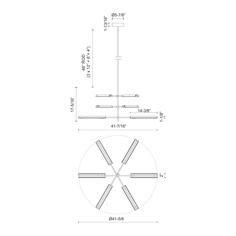 Astrid 6 - Light Dimmable LED Sputnik Modern Linear Chandelier