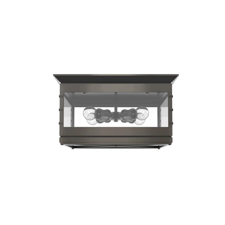 Douglas 18" Urban Bronze Glass Flush Mount Light
