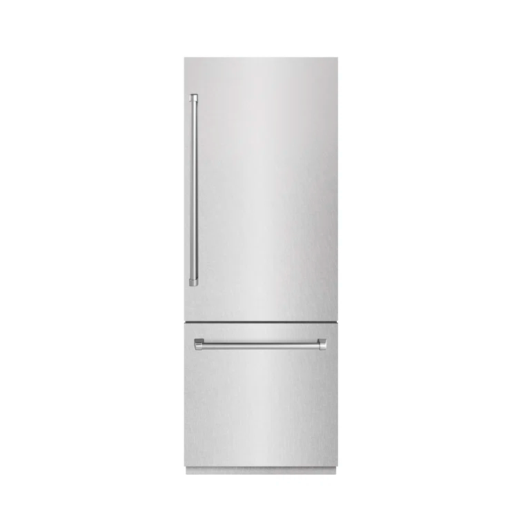 ZLINE ZLINE 30 in. 16.1 cu. ft. Built-In Bottom Freezer Refrigerator with Water Dispenser and Ice Maker in Satin Stainless Steel with Graphite Gray Interior GRBIV-SN-30