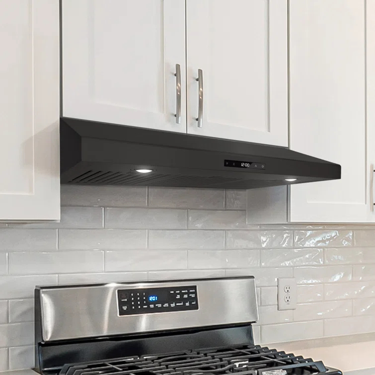 Cosmo 36 In. Haven Collection 500 Cfm Ducted Under Cabinet Range Hood, Touch Controls, Led Lights In Matte Black