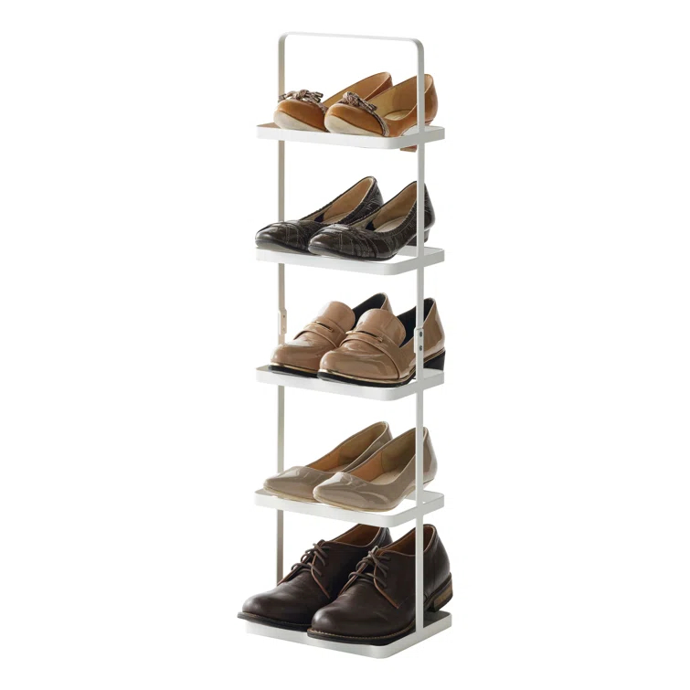 Yamazaki Home Steel Upright 5 Pair Shoe Rack with Handle