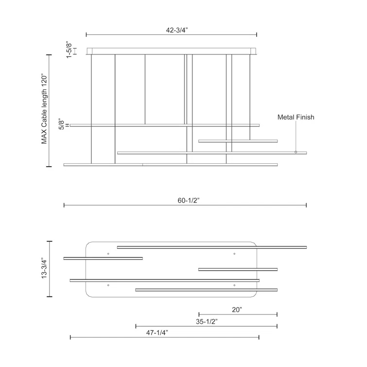 5 - Light LED Kitchen Island Pendant